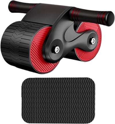 Buikspier Wiel - Fitness Wiel - Krachttraining Thuis - Automatische Terugslag - 37x245cm - Rood