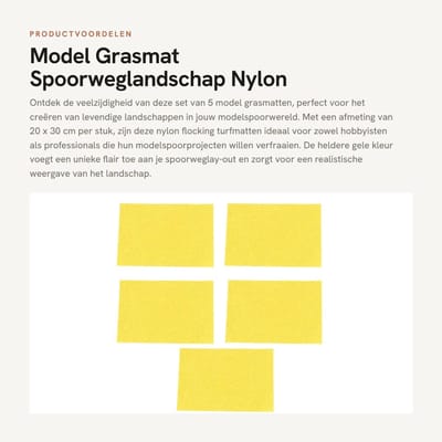 Dailygoods - Model Grasmat - Spoorweglandschap - Nylon Flocking Turf - Geel - Model Landschap - Ideaal voor modelspoorwegen - 5 stuks