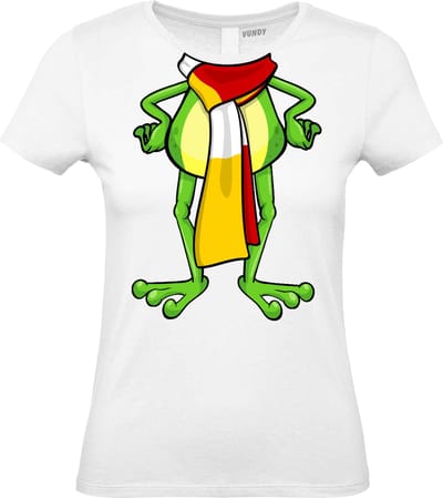 Dames t-shirt Oeteldonk Sjaal Kikker | Carnavalskleding heren dames | Carnaval Kostuum | Foute Party | Wit Dames | maat XS