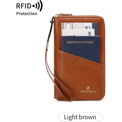 Modieuze RFID paspoorthouder met clip voorvak multifunctionele PU lederen paspoorthoes houder paspoortportemonnee reisaccessoires brown