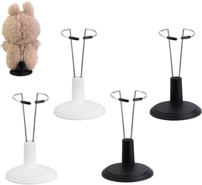 Poppenstandaard Set - Poppendisplay Houder - Poppen Presenteren - Antislip Krasbestendig - 4-8 inch poppen - Zwart Wit