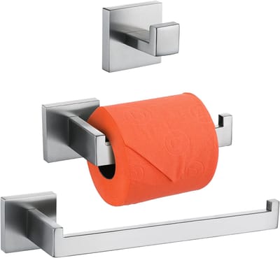 Famanu – Badkamer accessoire set 3-delig – SUS 304 RVS – toiletpapierhouder handdoekbar en robe haak – geborsteld