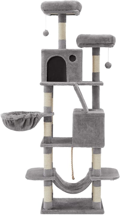 Feandrea - Krabpaal - Kattenboom - Voor Katten - Met Hangmat en Pluche Ballen - Stabiel Ontwerp