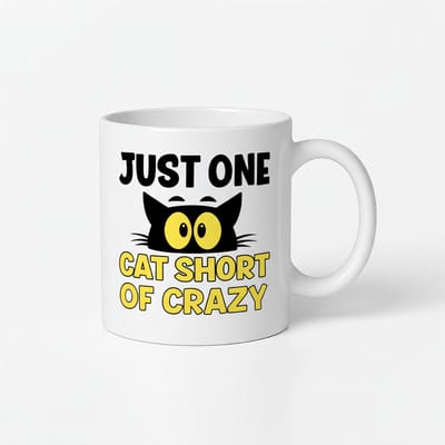 Just One Cat Short of Crazy Mok - Grappige Koffiemok voor Kattenliefhebbers