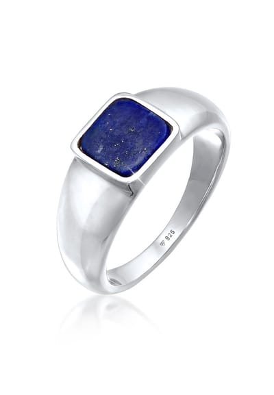 KUZZOI - Ring - Heren zegelring Vierkant Basis Robuust Blauw met Sodaliet in 925 Sterling Zilver - Heren