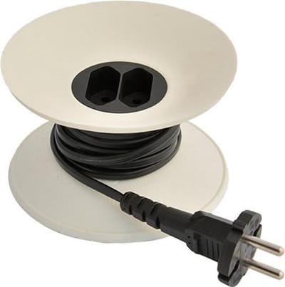 Design Verlengsnoer - Haspeltje - CableDisk - Wit - Ø 12 cm - ALLEEN VOOR PLATTE STEKKERS
