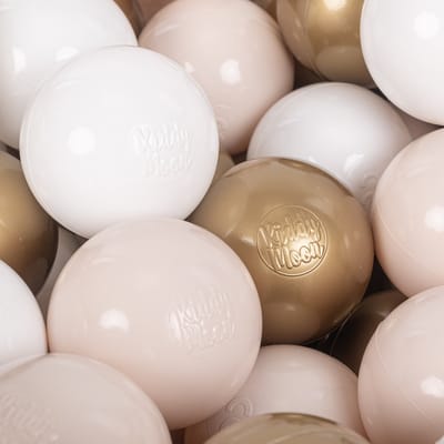KiddyMoon Ballenbak Ballen 50 Stuks 7 cm - Voor Ballenbak Speeltenten - Kleurrijk - Binnen En Buiten - Pastelbeige Wit Goud
