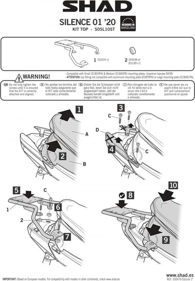 Support de top case Shad pour Scooter SEAT 125 MO Après 2020 S0SL10ST / TOP MASTER / Kit Neuf
