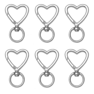 Consumerce® Set Hartvormige Sleutelhanger Ringen – 6 Stuks – Zilverkleurig – Sleutelhangers – Sleutelringen – Volwassenen – Sleutel Hanger – Sleutels Hangers
