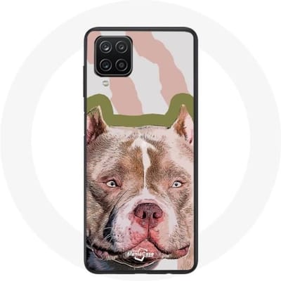 Bruin Pitbull hond Samsung Galaxy A12 hoesje bruin
