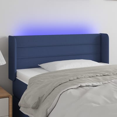 vidaXL - Hoofdbord - LED - 83x16x78/88 - cm - stof - blauw