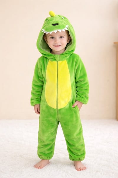 Onesie Dino | 2,5 - 4 jaar | 104 cm | Fleece | Warm | Carnaval | Kind | Verkleden | Jongens | Meisjes