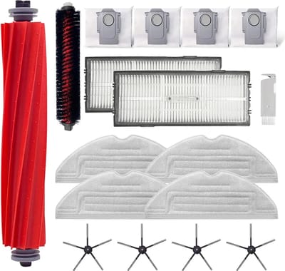 LISM-De accessoirekit Geschikt voor de Roborock S7 Pro Ultra/Roborock S7 MaxV Ultra bevat: 1 rolborstel, 1 zelfreinigende borstel, 2 HEPA-filters, 4 zijborstels, 4 dweilpads en 4 stofzakken.