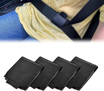 Dailygoods- Veiligheidsgordelclip - Verstelbaar - Gordelversteller Volwassenen - Gordelgeleider - 4 Stuks - Duurzaam PU-leer