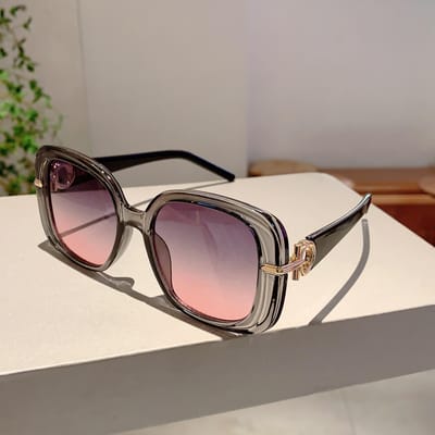 Vintage Vierkante Zonnebril Dames Trendy Stijlvol Oversized Buiten Zonnebrillen Ins Luxe Merk Design Verloop Zonnebrillen without case