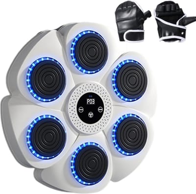 Boksmachine Muziek - Thuis Fitness - Ritme Training - 9 Modi Instelbaar - 40cm Diameter - Wit