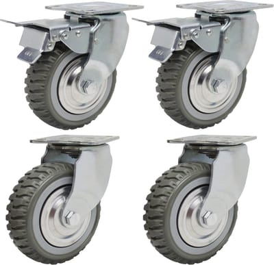 Goodivery ® Zware Industriële Transportwielen Set Met 360° Draaibare Lenkrollen En Remmen - 150mm, 1000kg Capaciteit