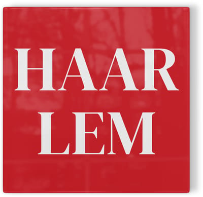 Tegeltje Haarlem - rood wit - tegeltje stad - tegeltje met tekst