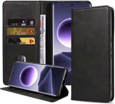 Geschikt voor Oppo Find X7 Telefoonhoesje Kunstleer met Magnetische sluiting en Pasjeshouder Bookcase met Klepje - Walletcase with Cardslot - Zwart - Smartphonica geschikt voor Oppo Find X7
