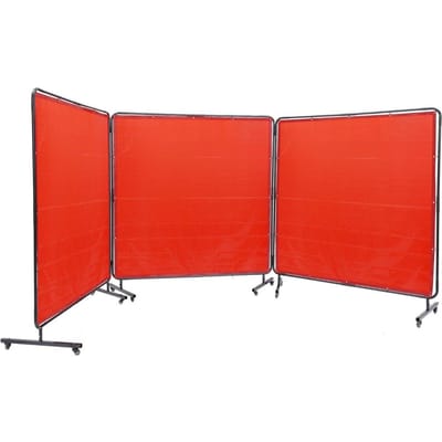 Lasafscherming met Frame, 6' x 6' 3-delige Lasgordijn Schermen, Vlamwerend Vinyl Lasbeschermingsscherm op 12 Zwenkwielen (6 Afsluitbaar),