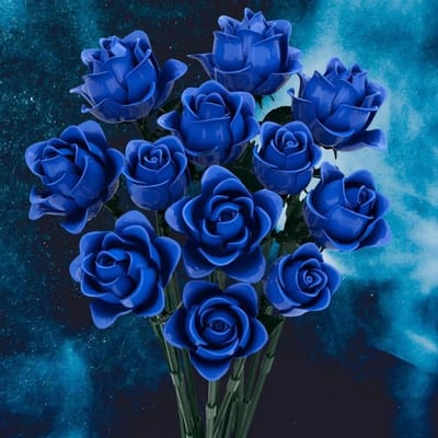 MOC Valentijnsdag Eeuwige Botanische Blauw Gele Rozen Bloem Bouwstenen Nieuw Roze Zwart Paars Bureaublad Decor Speelgoed Cadeau Paper Instruction
