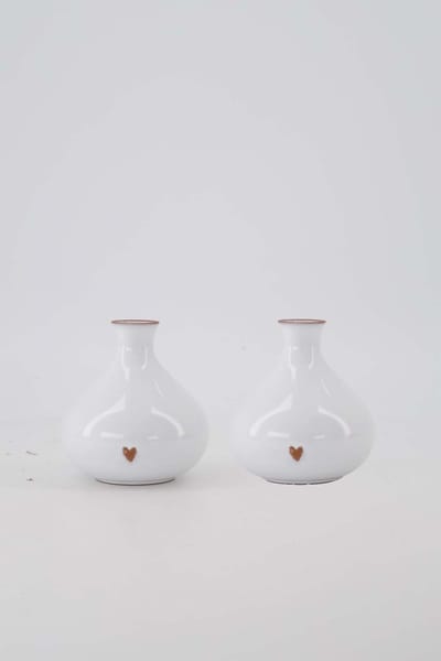 Zusss Set Van 2 Vaasjes Terracotta Hartje - Verjaardag - Cadeau Dames Terracotta White
