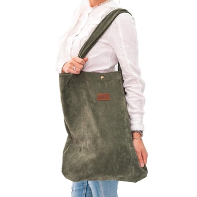 ByKay Mom Bag - Gevoerde Luiertas met Druksluiting - Stevig, Zacht & Wasbaar - 40x47cm Shopper Formaat - Geschikt voor Laptop tm 15" - Moss Green