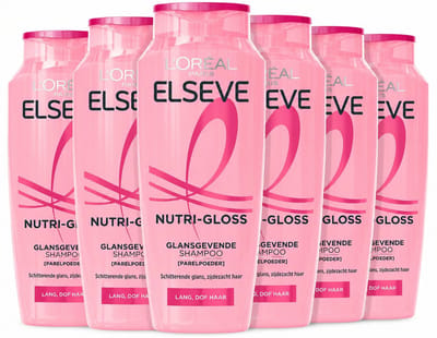 L'Oréal Paris Elseve Nutri-Gloss Shampoo - Glansgevende Shampoo Voor Lang, Dof Haar - Met Parelpoeder - 6x 300ML