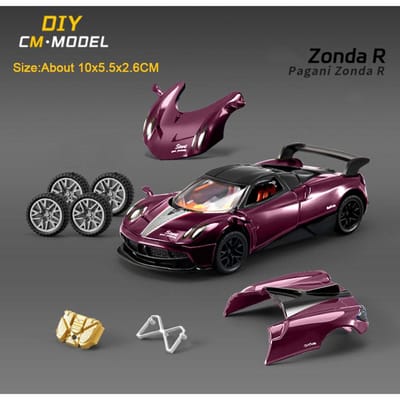 1:Modèle Réduit 43 Pagani Zonda R Ae86 Voiture à Assembler Jouet Carrosserie en Alliage Pneus en Caoutchouc Pièces Amovibles Modèles de Véhicules Miniatures Cadeaux pour Garçons