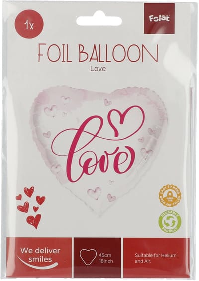 Folat - Folieballon Hartvormig Liefde - 45 cm - Valentijnsdag versiering - Valentijnsdag cadeau - valentijnsdag