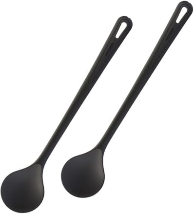Westmark 2 roer-/kooklepels, hittebestendig tot 270°C, lengte: 30,2 cm, Gentle Plus, zwart, 288422E5