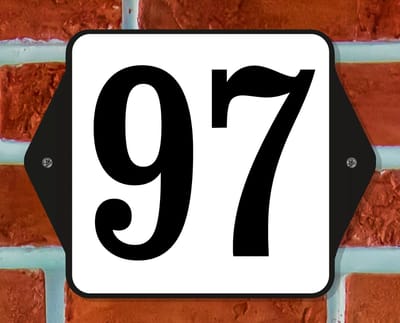 Huisnummerbord Klassiek - Nummer 97 - 14 x 11 cm - incl. bevestiging | - naambord - nummerbord - voordeur