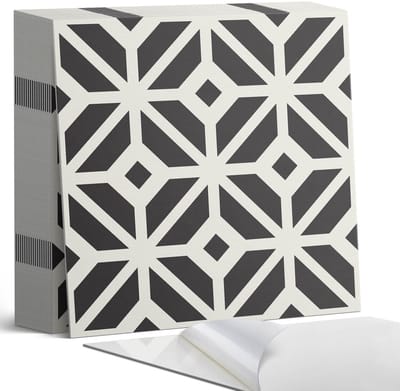 Coloray Plaktegels - Geometrisch patroon met ruiten Zelfklevende Tegels - 20 cm x 20 cm - Zwart Plaktegels - 20 stuks - Vierkant PVC Tegels - Plaktegels Badkamer - Plaktegels Vloer - Vinyl Tegels Zelfklevend - Wandtegel Zelfklevend