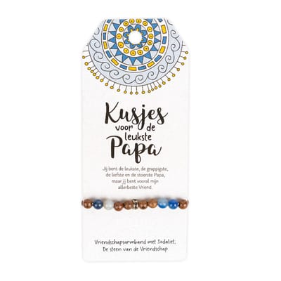 Vriendschapsarmband met sodaliet | Blauw | Kusjes voor de leukste papa