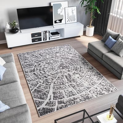 Tapiso Sky Vloerkleed Grijs Woonkamer Modern Abstract Tapijt Maat - 80x150