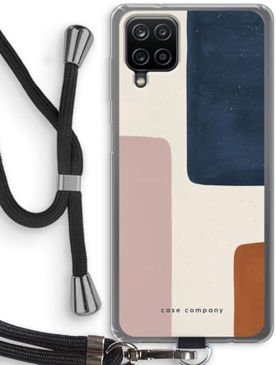 Hoesje met koord geschikt voor Samsung Galaxy A12 hoesje met Koord - Geo #5 - Telefoonhoesje met Zwart Koord - Bescherming aan alle Kanten en Over de Schermrand