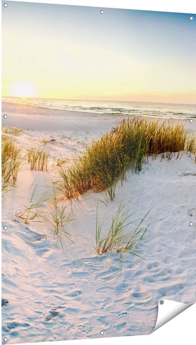 Gards Tuinposter Strand en Duinen tijdens Zonsondergang - 100x150 cm - Tuindoek - Tuindecoratie - Wanddecoratie buiten - Tuinschilderij