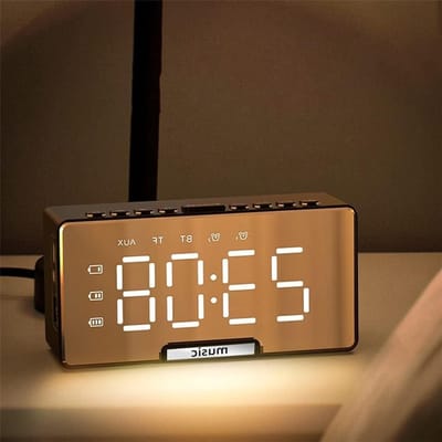 Digitale Wekker - Spiegelklok Muziekwekker - Wakker Worden - Dubbele Alarmen - 125 mm - Roze