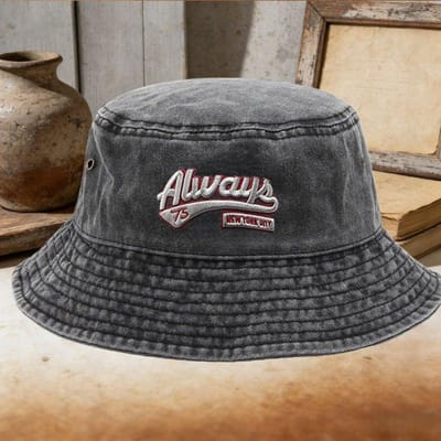 Unisex Casual Altijd 73 Geborduurd Gewassen Bucket Hat, Verstelbare Ademende Zon Bescherming Vissersmuts Voor Buiten Reizen gray