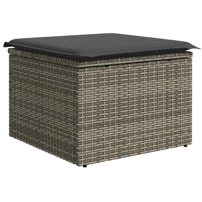 vidaXL Tuinbank Set met kussen met opslag 7 pcs Grijs Poly rattan