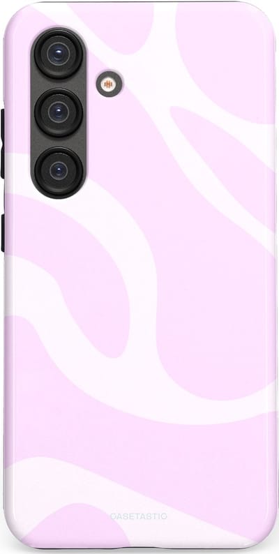 Casetastic hoesje geschikt voor Samsung Galaxy S25 - Dubbellaagse bescherming - Vrolijk Roze Suikerspin Curves - Fashion Case - Lichtroze Wit