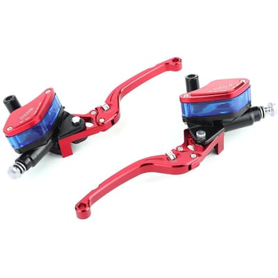 Ensemble de leviers de frein et d'embrayage hydrauliques de 78 pouces avec réservoir de maître-cylindre pour moto red