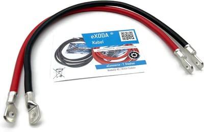 Batterijkabel 35 mm² 50cm koperen stroomkabel met ringogen M8 rood
