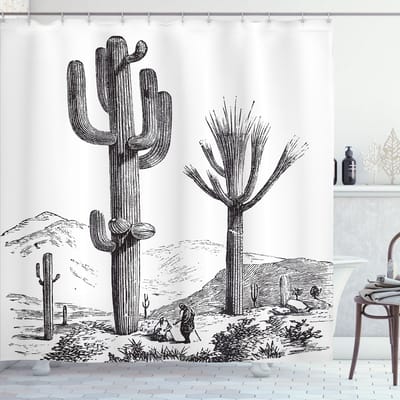 ABAKUHAUS Douchgordijn – Kaktus – 175x200 cm – Antraciet