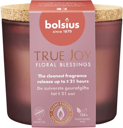 6 stuks Bolsius geurglas met kurk Floral Blessings geurkaarsen 66/83 (21 uur) True Joy