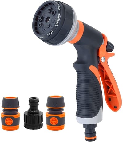 Ynkkvre - Tuin Handdouche – Tuinslang Opzetstuk – 8 Spuitstanden – Voor Tuinieren, Autowassen, Dieren Verzorgen – Inclusief Snelsluiter en Kraanaansluiting