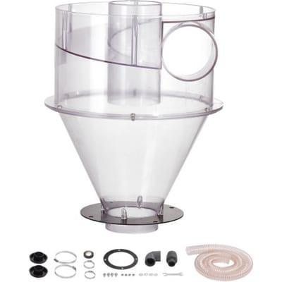 VEVOR Cyclone Stofafscheider, 4-inch Retrofit Cyclone Stofafzuiger, ABS Stofafscheider met 2-inch gat OD Aansluiting en Slang voor Nat/Droog Stofzuigers, Past op 5-10 Gallon Tank (Tank niet inbegrepen)