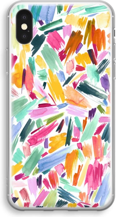 Case Company® - Hoesje geschikt voor iPhone XS hoesje - Watercolor Brushstrokes - Soft Cover Telefoonhoesje - Bescherming aan alle Kanten en Schermrand