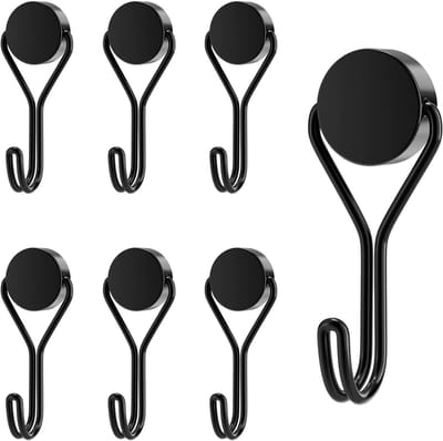 Dailygoods- Magnetische Haken Set van 6 - Extra Sterk - Herbruikbaar - 180° Draaiend - Voor Gereedschap/Accessoires - Ideaal voor Keuken/Slaapkamer - Magneet Haken