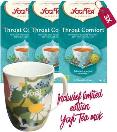 Yogi Tea Throat Comfort Bio - 3 pakjes - inclusief limited edition Yogi Tea mok